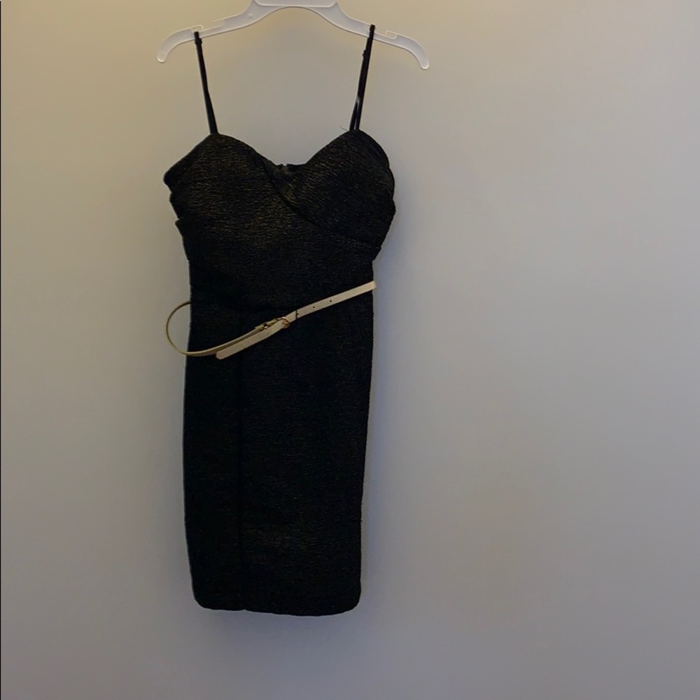 As U Wish Dress Black Belted Juniors Small